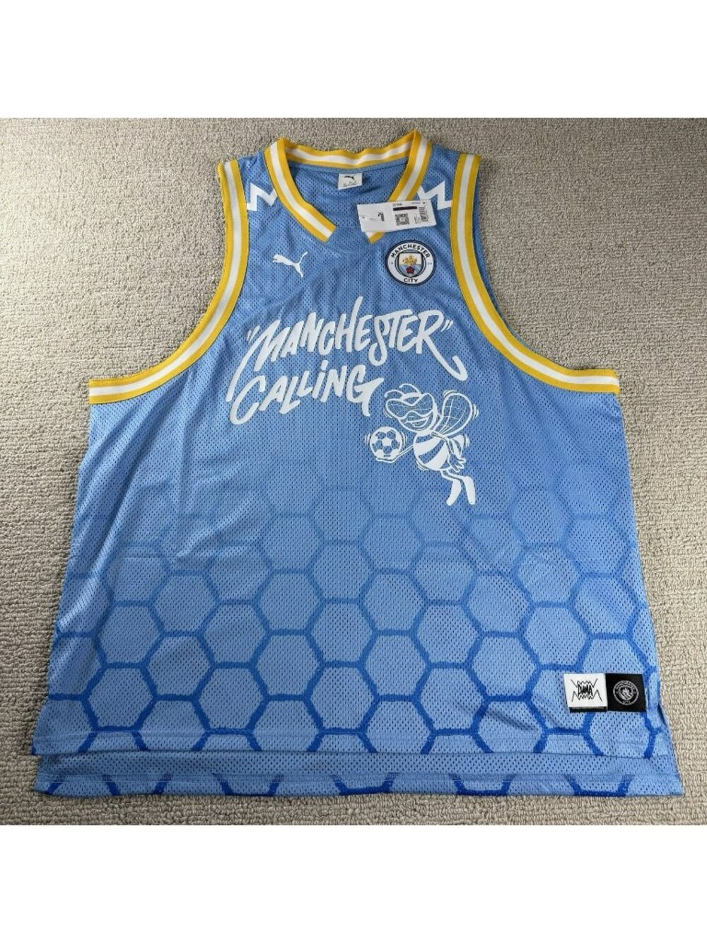 Puma Hoops x Manchester City Basketball Jersey Blue Men's Size XXL